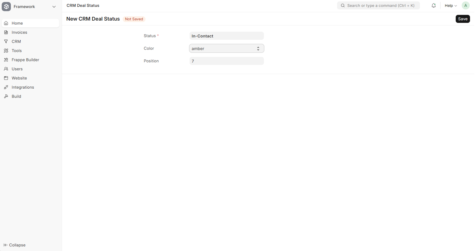 Add New Deal Status Form